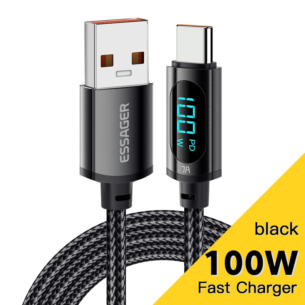 Essager Type C to Type C Cable 100W PD Fast Charging Charger C to C Display Cable For Hua wei for iPhone 16 pro max Macbook iPad