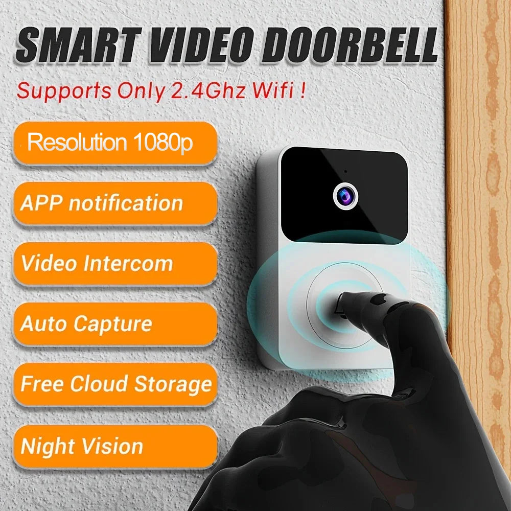 Doorbell Smart Home Door Bell Wireless Rechargeable Battery Outdoor HD Camera Two Way Audio Visual phone monitoring Doorbell