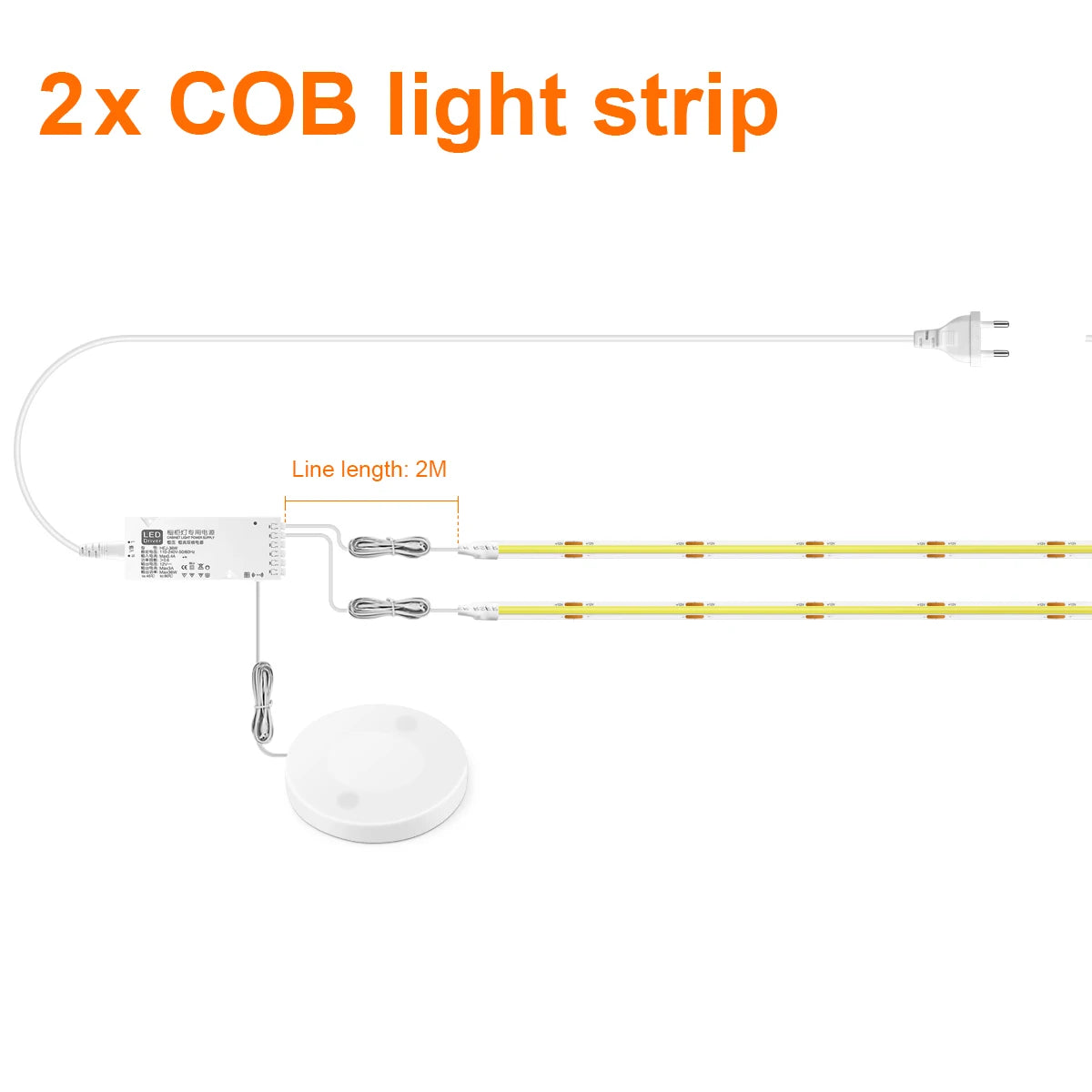Under-Cabinet COB LED Strip Light (Touch-Sensor Dimmable)