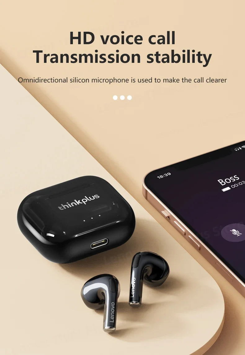Original Lenovo LP40 Plus Wireless Headphones TWS 5.3 Bluetooth Headset Music Game Earphones Sport Call Noise Reduction Eaubuds