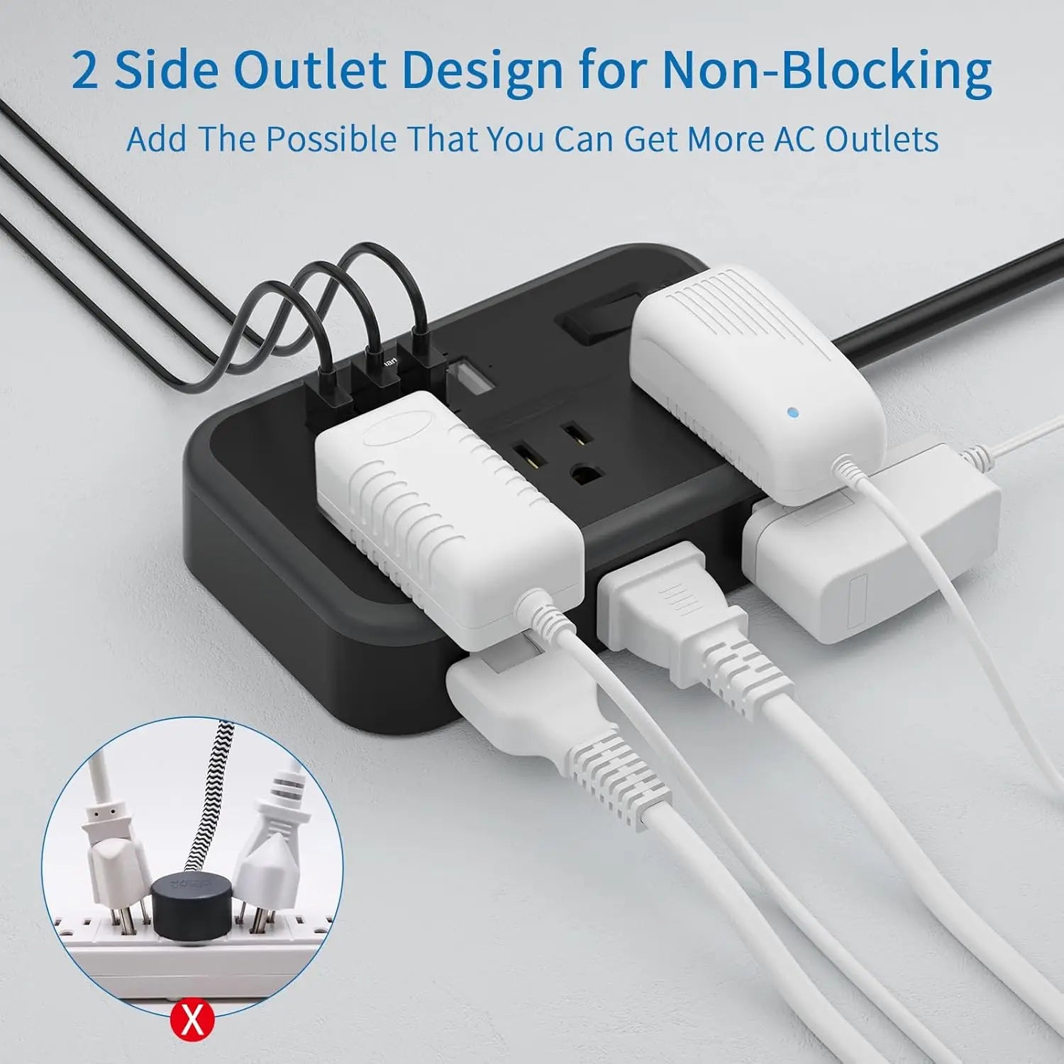 6-Outlet Power Strip with 4 USB Ports 15.5W Fast Charge & 15FT Extension Cord Surge Protector & Network Filter US Plug 100-240V