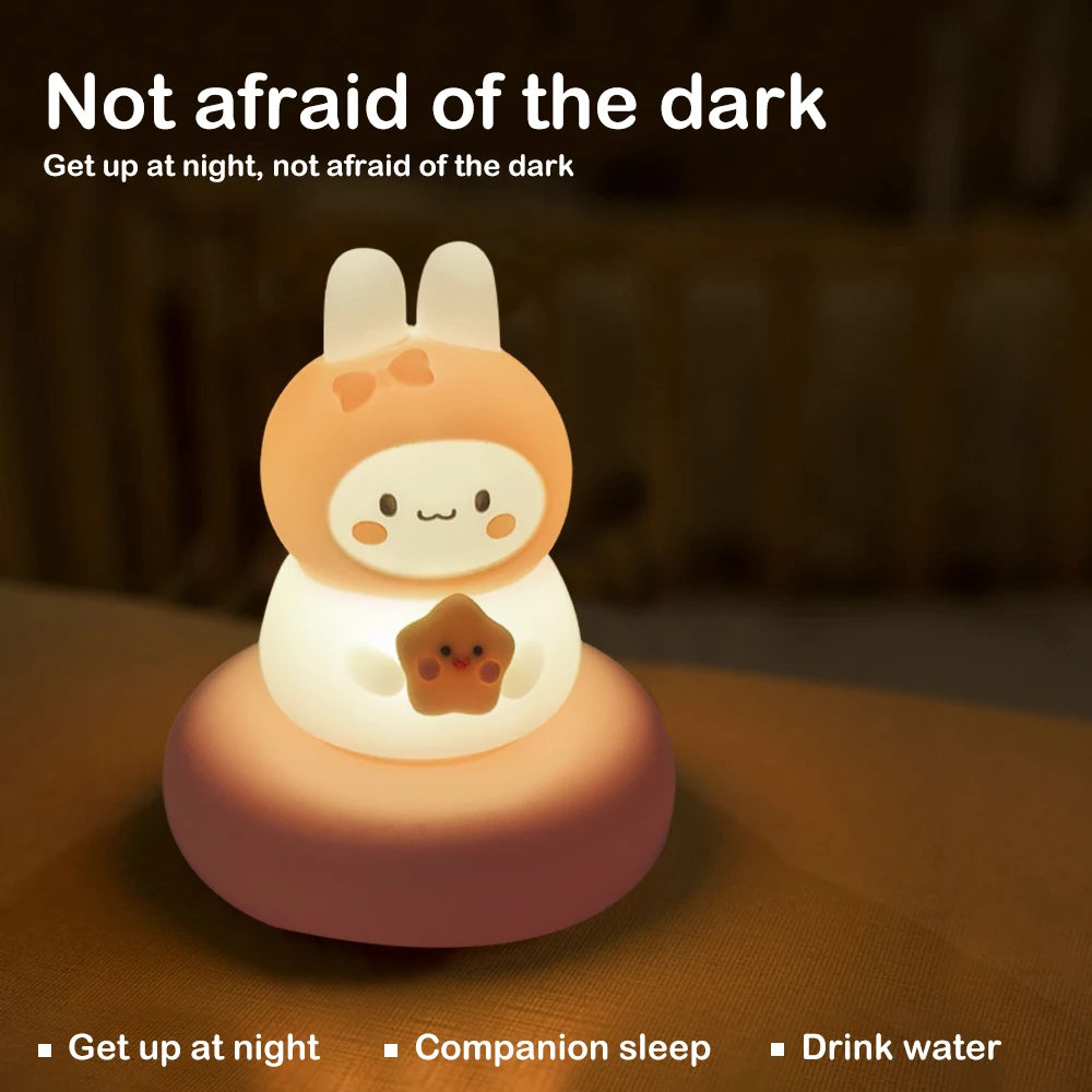 Cute Animal Night Light | Novelty 3-Level Dimmable Nursery Nightlight | USB Rechargeable Table Lamp for Breastfeeding, Toddler, Baby