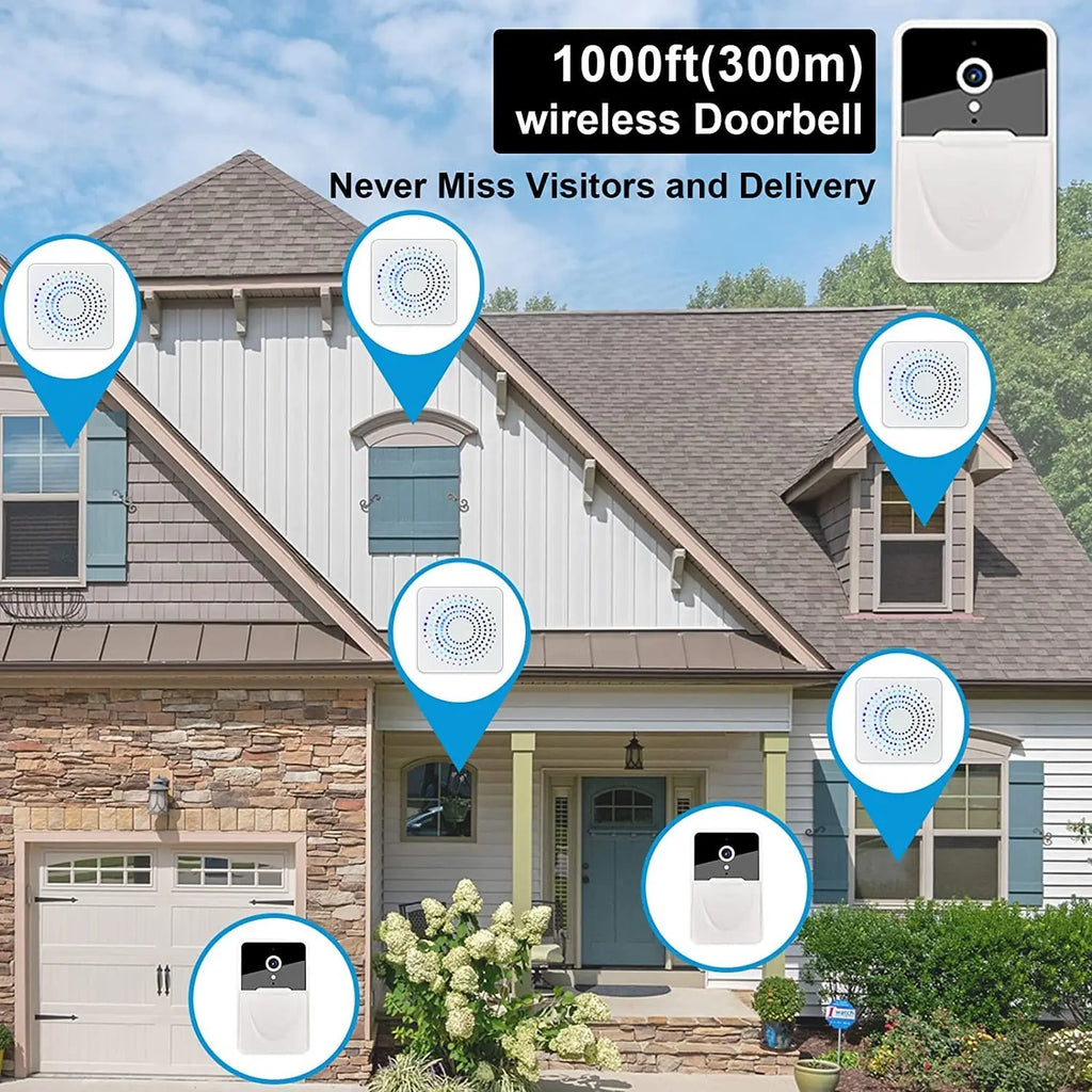 Doorbell Smart Home Door Bell Wireless Rechargeable Battery Outdoor HD Camera Two Way Audio Visual phone monitoring Doorbell
