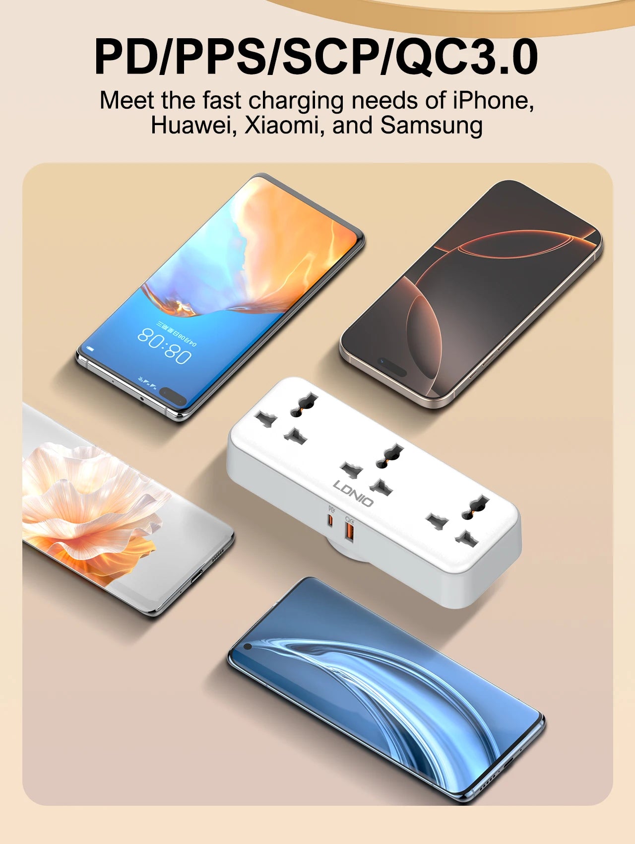 US UK EU Plug Outlet 3 Sockets Multitap Wall Power Strip Electrical Socket USB A  USB C Port No Extension Cord  Rotatable Plug