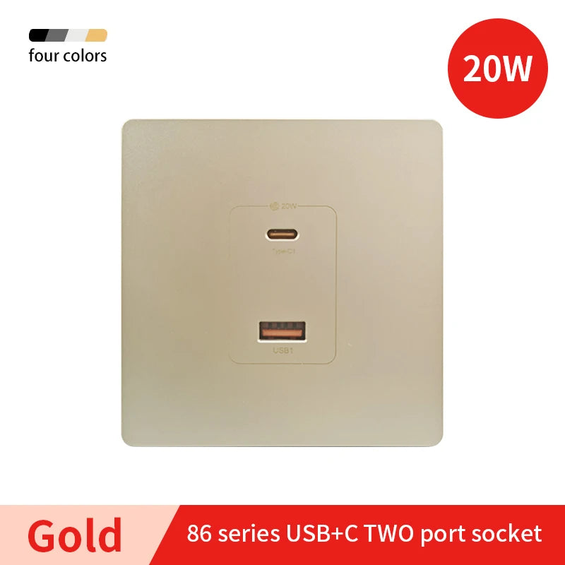Herepow Wall Power Socket With Dual USB Typec Four Port Fast Charging Interface 20W 3A 220V Smart Home Appliance Plug Adapter
