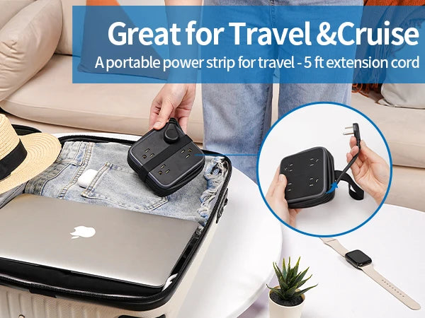 1-8 Outlet Power Strip with 3USB-A Ports 1.5m Extension Power Cord Universal Travel Adapter Network Filter Extension Cable US Plug