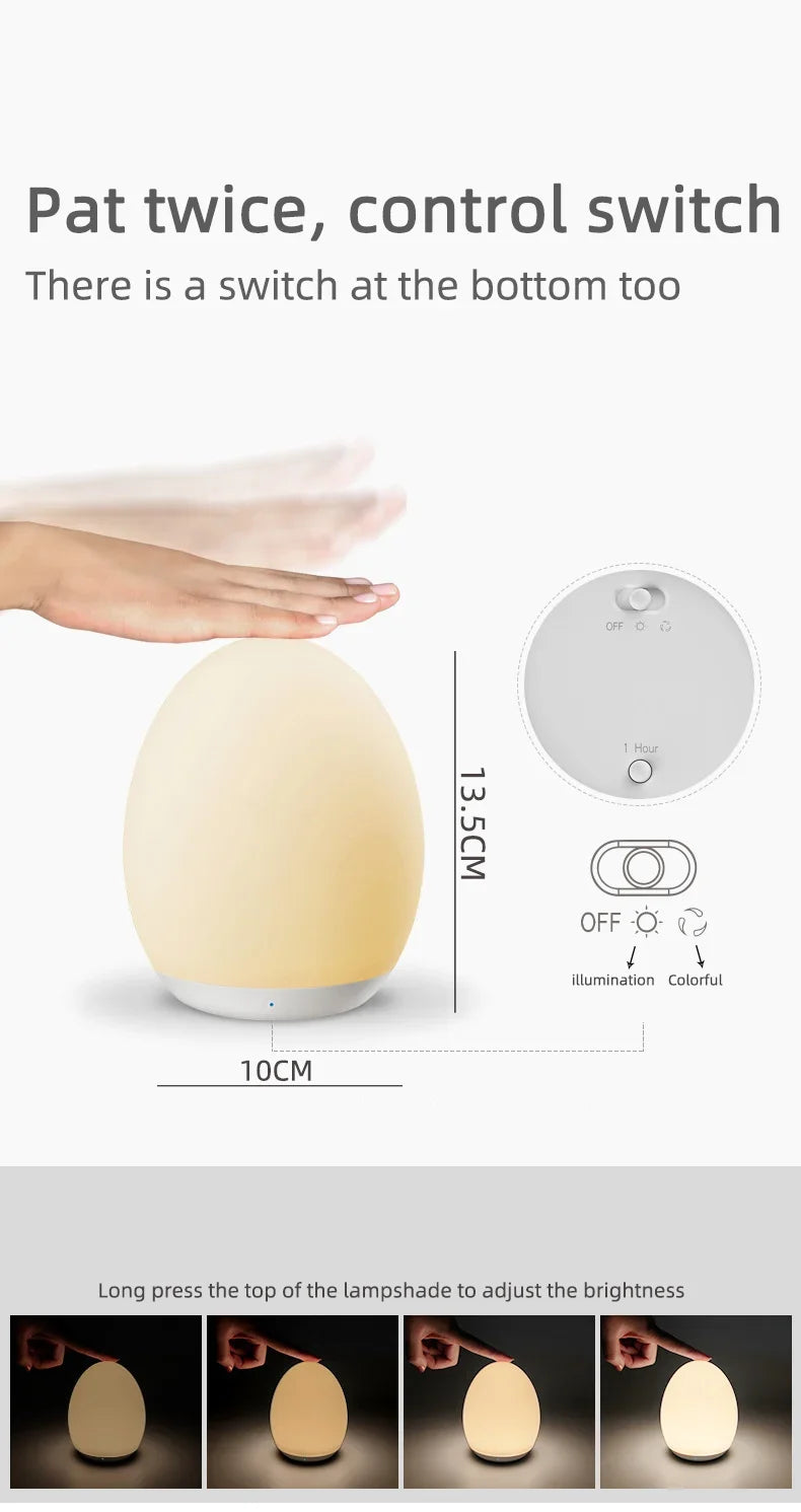 7 Color Changing Night Light RGB Remote Control Touch Dimmable Lamp Portable Table Bedside Lamps USB Rechargeable Night Lamp