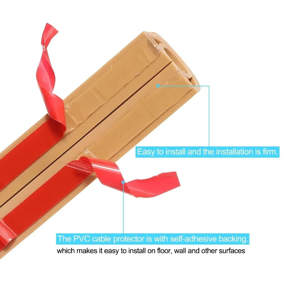 1PC 1M/3M Electric Cord Covers For Floor Flexible Wire Duct Flame-Retardant Cable Protector Floor Insulated Cord Hider
