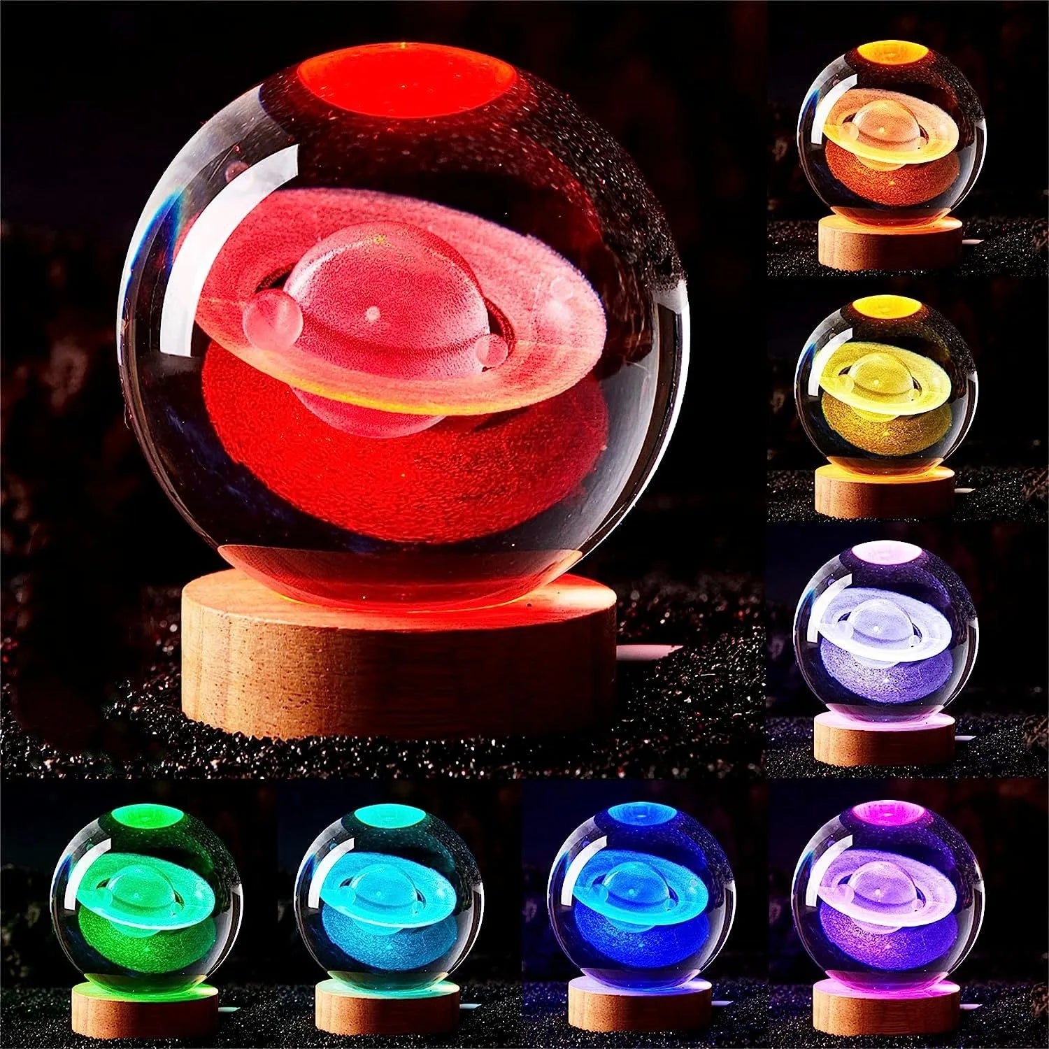 6CM Milky Way Galaxy Crystal Ball RGB Night Light Children Solar System Night Lamp Bedroom Ambient LED Light Creative Gift Decor