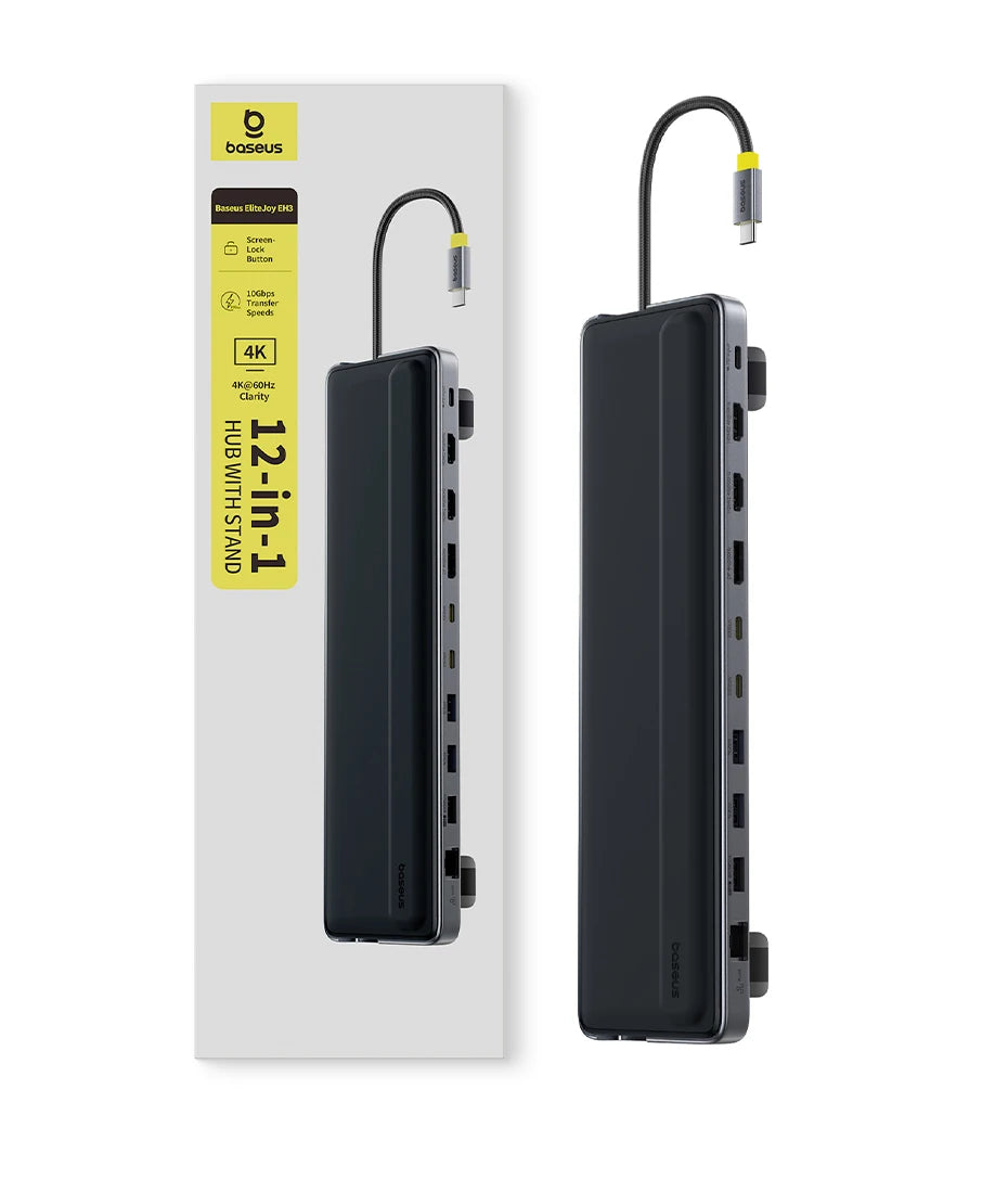Baseus EH3 12-in-1 USB C Hub HDMI DP 4K 60Hz Triple Display 3.2 for MacBook Laptop PD 100W Type C HUB with Stand Docking Station