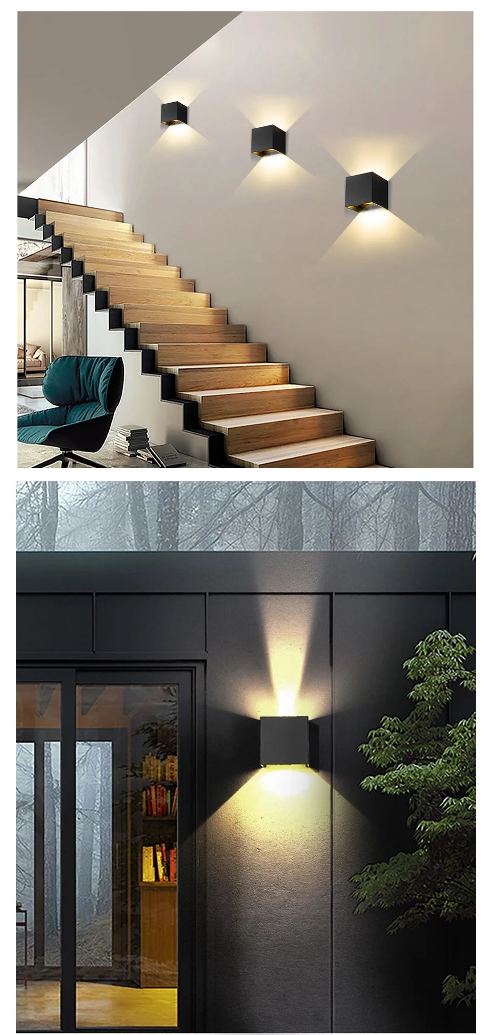 LED Modern Wall Lamp AC110V 220V 6W Cold White/Warm White Adjustable Surface Mounted Cube Led Garden Porch Light Indoor Outdoor