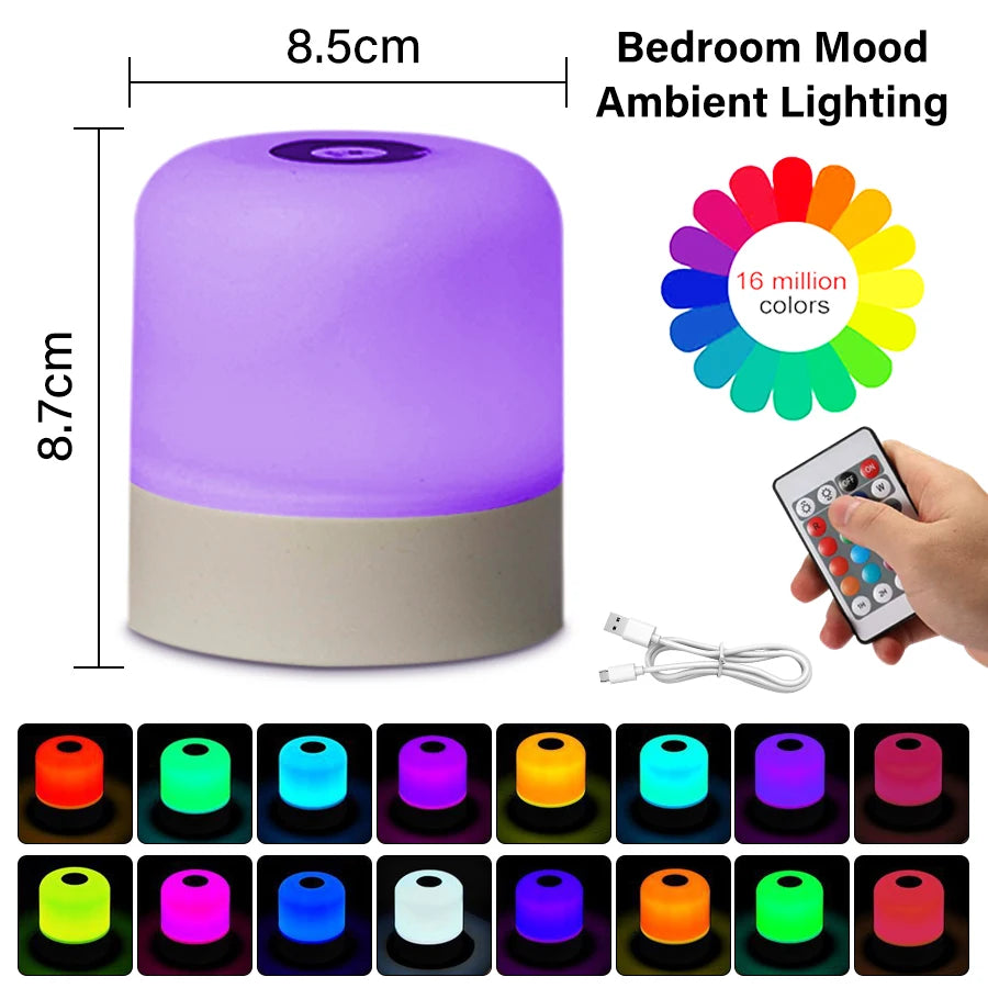 Best Touch LED Night Light USB Table Lamps Rechargeable Dimmable Bedside Light for Bedroom Decor Home Christmas Gift Child Night Lamp | LenxPlugs