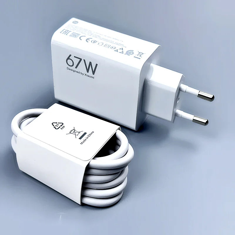 Xiaomi Charger 67W EU Fast Charge Power Adapter 6A Type C Cable For Xiaomi 12 11 POCO X5 X4 Pro Redmi Note 9 10 11 Pro