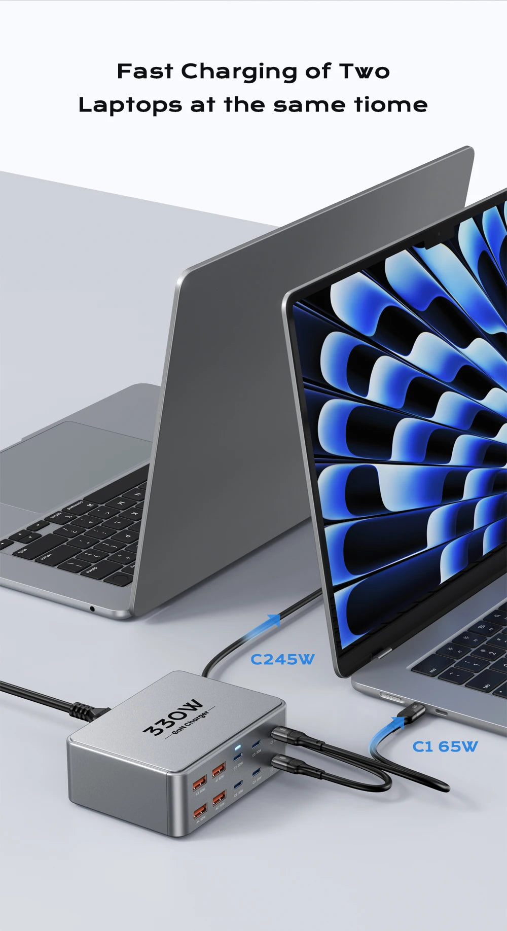 1-330W USB C GaN Charger 100W PD3.0 PPS QC3.0 Multiport Fast Charging Station For Laptop iPhone 15 16 Samsung Macbook Pro Tablet