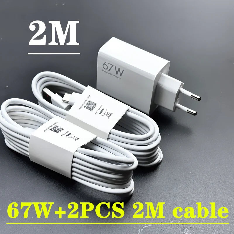 Xiaomi Charger 67W EU Fast Charge Power Adapter 6A Type C Cable For Xiaomi 12 11 POCO X5 X4 Pro Redmi Note 9 10 11 Pro