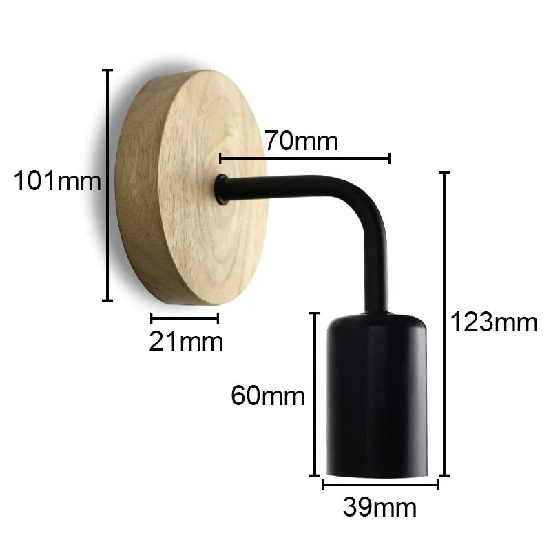 Vintage American Country Style Hemp Rope Wood Wall Light (E27, No Bulb)