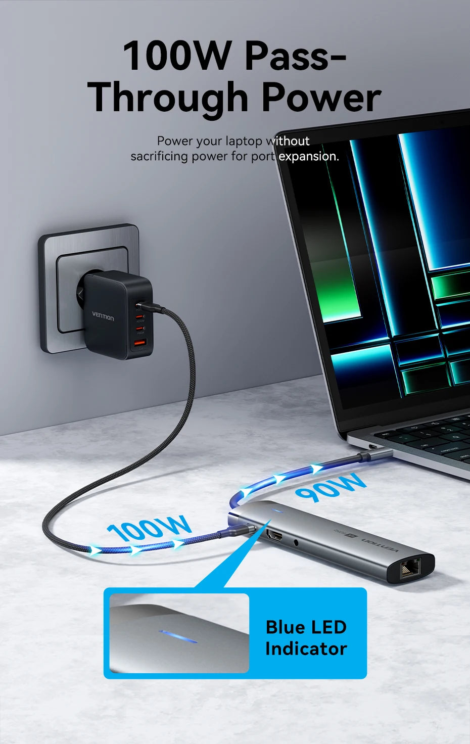 Vention 4K60Hz USB C HUB HDMI Adapter Type C to RJ45 Ethernet USB3.0 PD100W SD&TF for Laptop MacBook Pro Docking Station USB HUB