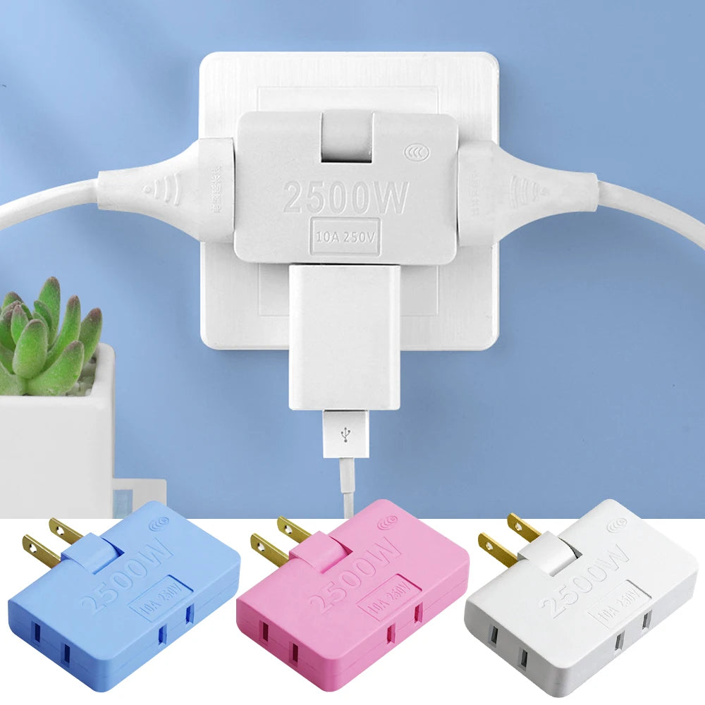 US EU Plug 180 Degree Rotatable Socket Converter 3 in 1 US Extension Plug Multi-Plug Mini Slim Wireless Outlet Adapter Sockets