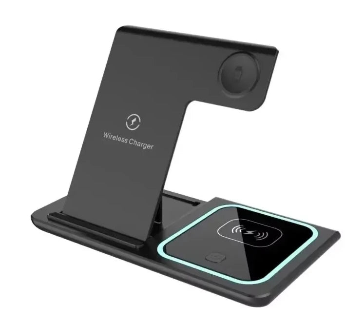 3 in 1 Wireless Charging Station Travel Charging Pad for iPhone 12~15 iWatch and Airpods  15W  Fast Charger Foldable