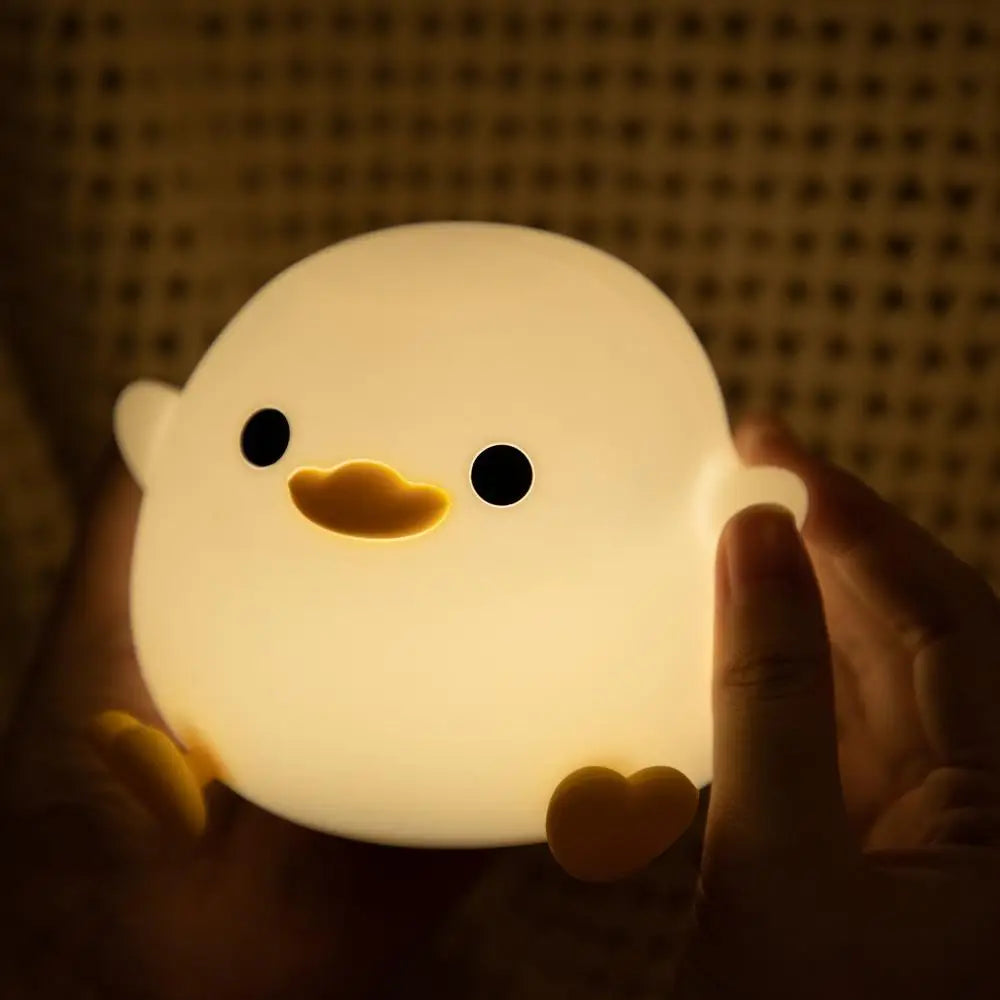 Duck Night Light | Doudou Duck Silicone Lamp | Pat Control & USB Rechargeable | Birthday Gift for Kids | Soft Warm Room Decor