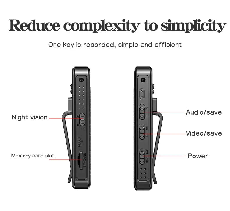 JOZUZE HD 1080P Body Mini Camera Portable Small Digital Video Recorder Police BodyCam Infrared Night Vision Miniature Camcorder