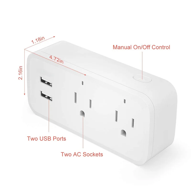 2-IDUD Graffiti Wifi Socket 16A One Drag Two Dual USB Control Wifi Smart Socket With US Plug
