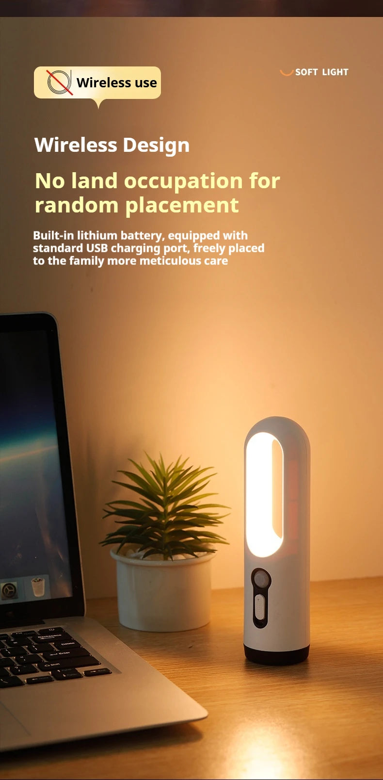 JustLang LED Motion Sensor Night Light – Portable 2-in-1 Flashlight