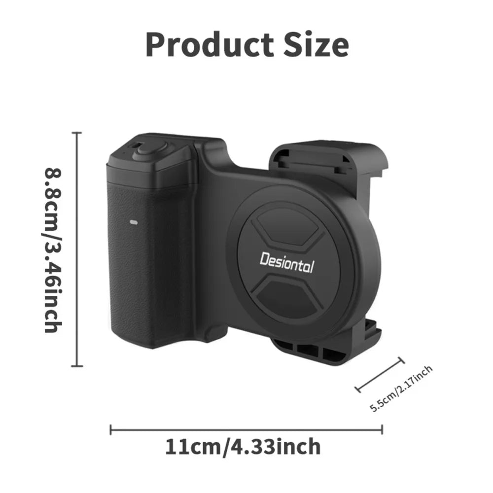 1-Smartphone Selfie Handle Phone Camera Snap Grip with Detachable Shutter Remote for iPhone 16/15/14 Vlog Video Shoot Accessory