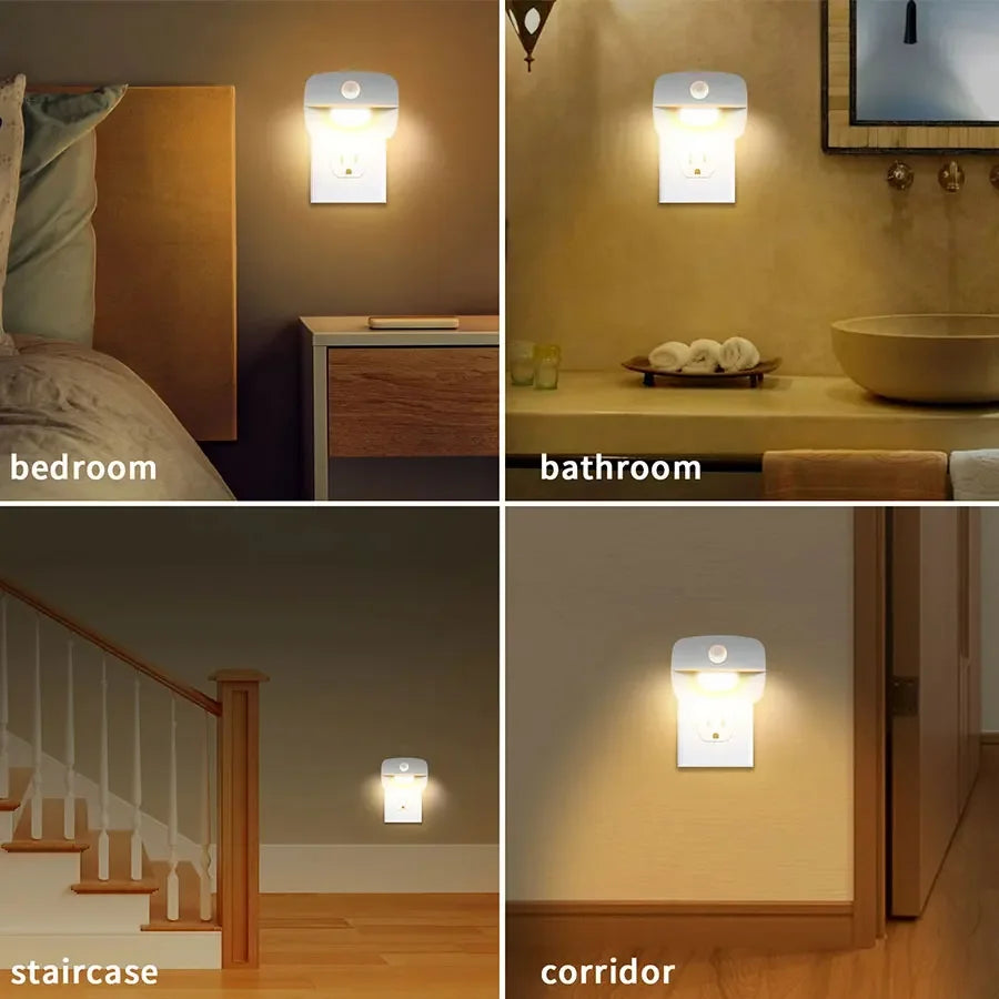Motion Sensor EU/US Socket Plug-in LED Night Light 220V/110V Human Infrared Induction Lamp