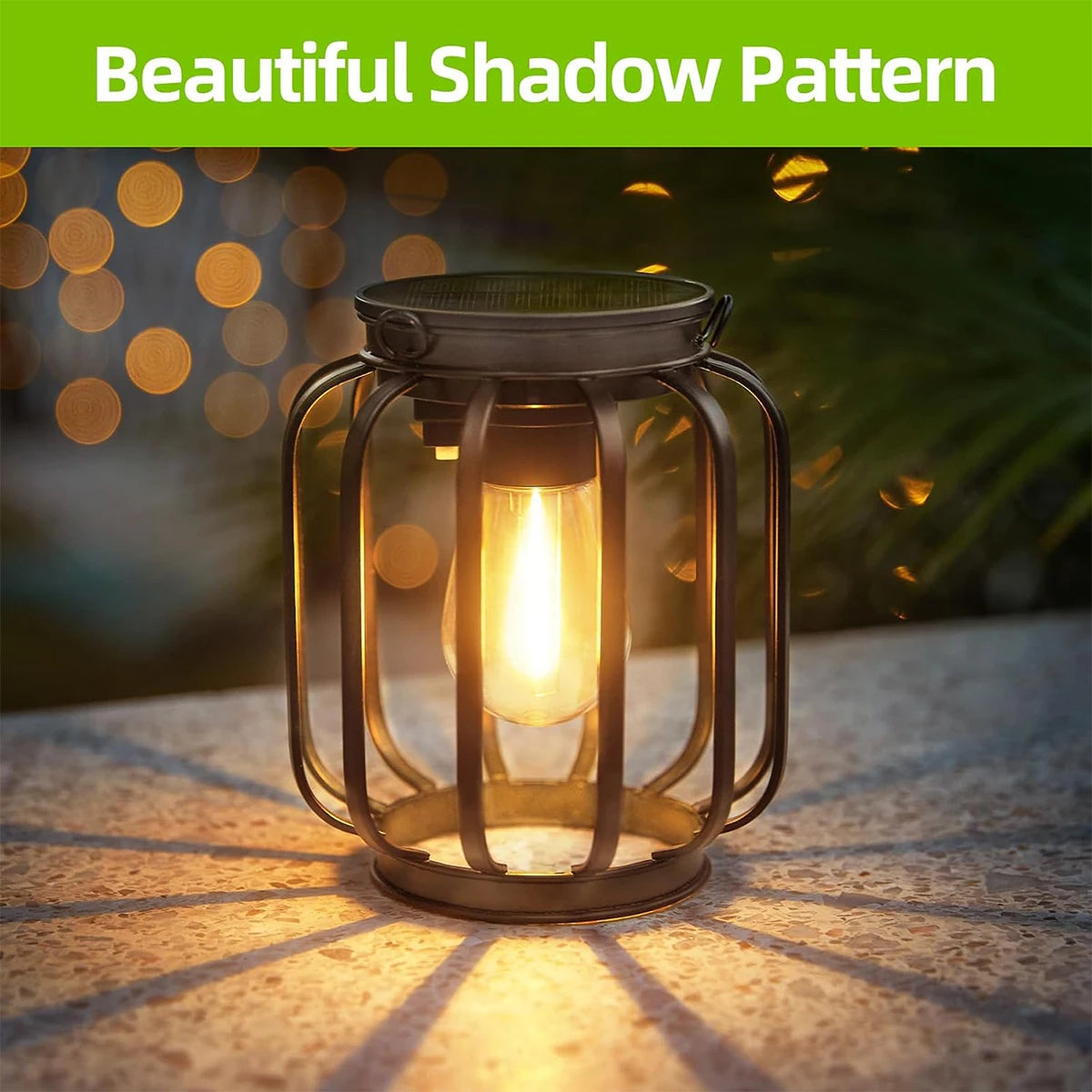 Solar Lantern LED Light – 3000 K Daylight Sensor, Outdoor Waterproof