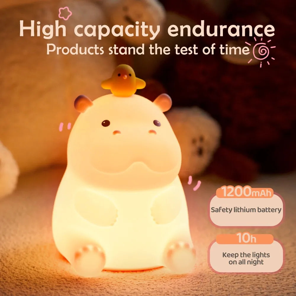 Novelty Animal Silicone Night Light Fox Rabbit Nursery Nightlight Rechargeable Timing Touch Sensor Bedside Table Lamp For Room
