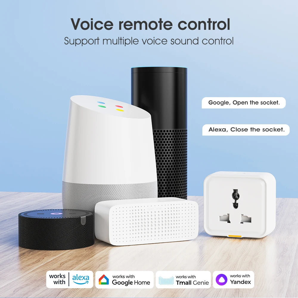 2-Tuya Smart Home Wireless WIFI Plug Socket UK EU US Universal 16A Travel Universal Conversion Socket Outlet Power Monitor Timer