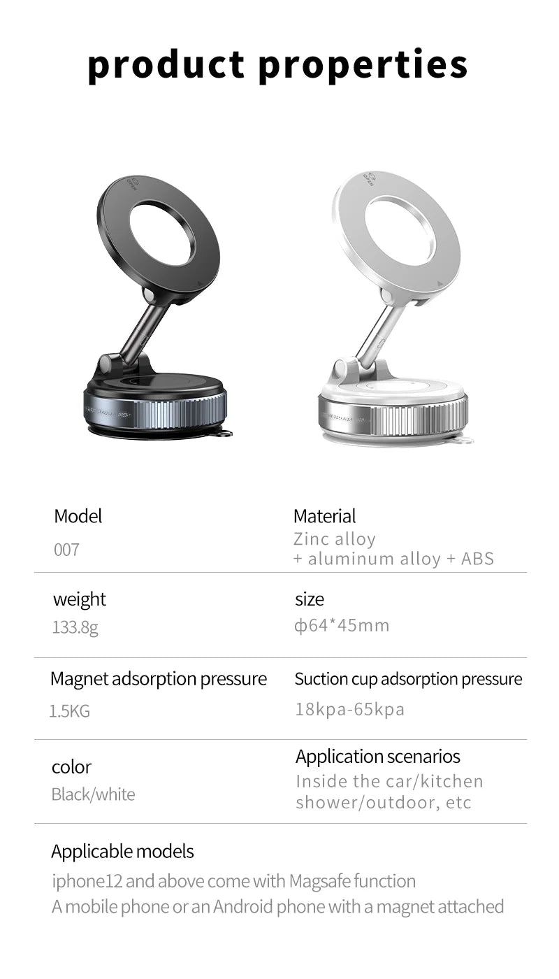Car Mount Electric Vacuum Magnetic Holder Foldable Strong Suction Stand For Cell Phone For iphone 12 13 14 15 16 Live Streaming