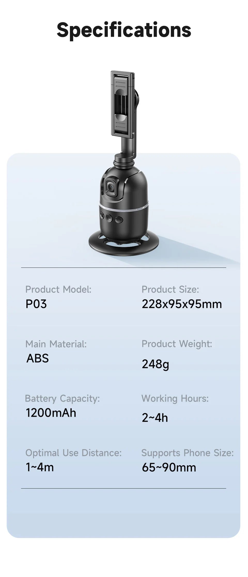 FGCLSY P03 Gimbal Stabilizer for Mobile Phone AI 360 Follow Selfie Stand Face Tracking Desktop Gimbal for Cellphone and Cameras