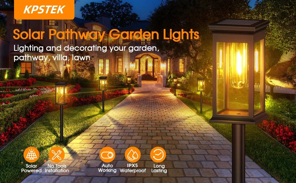 2, 6, 12 Pack Upgraded Solar Lights | 2700K Warm White | Super Bright, 12hrs for Yard, Garden, Walkway