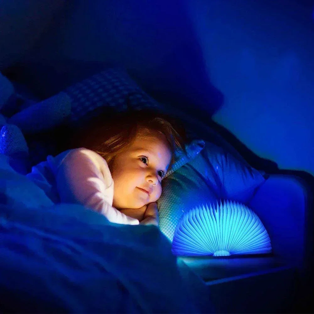 3D Folding Wooden Book Night Light – RGB USB Rechargeable