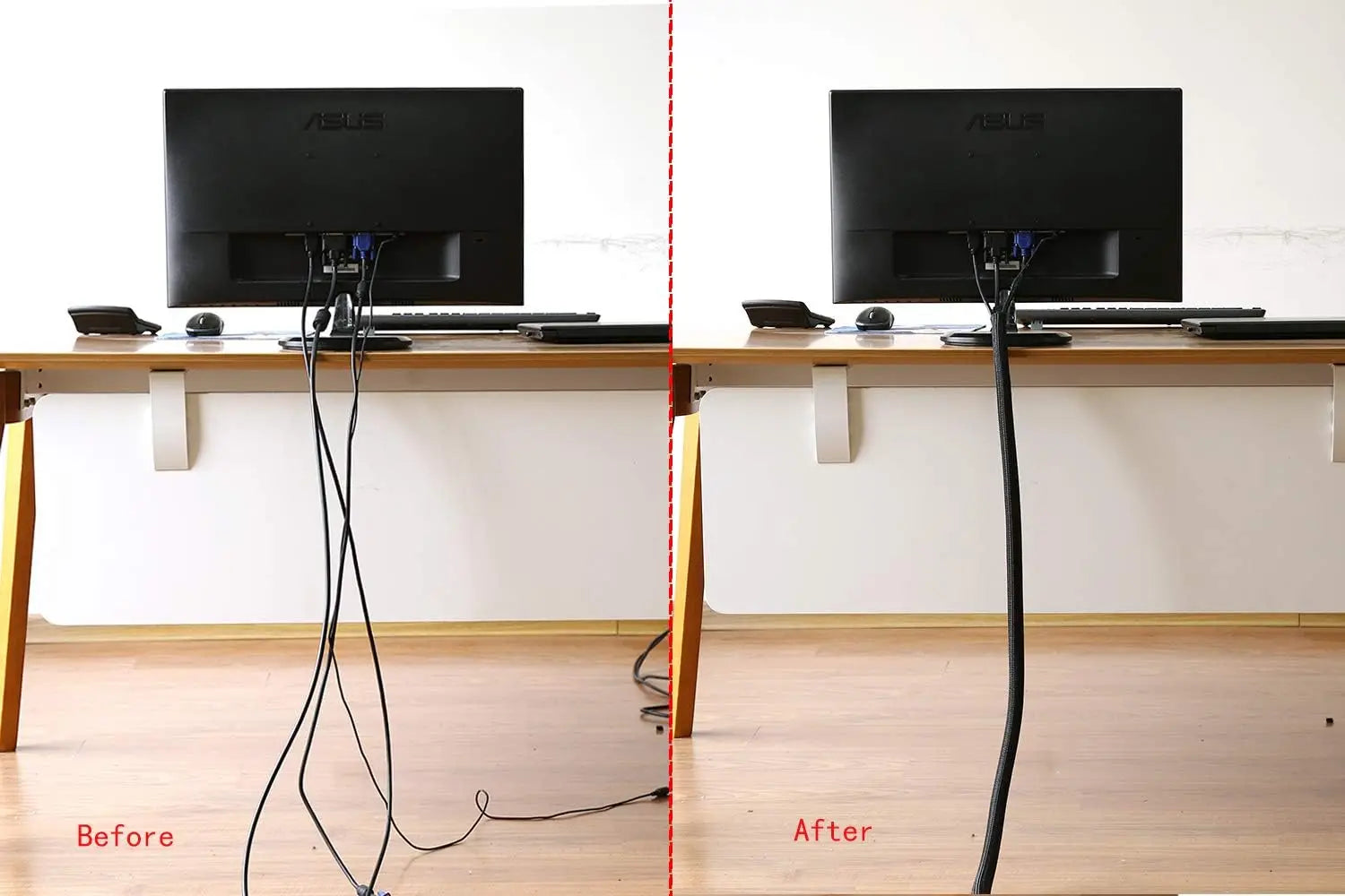 Cord Protector Wire Loom Tubing Cable Sleeve Split Sleeving for USB Cable Power Cord Audio Video Cable TV Computer Home Auto