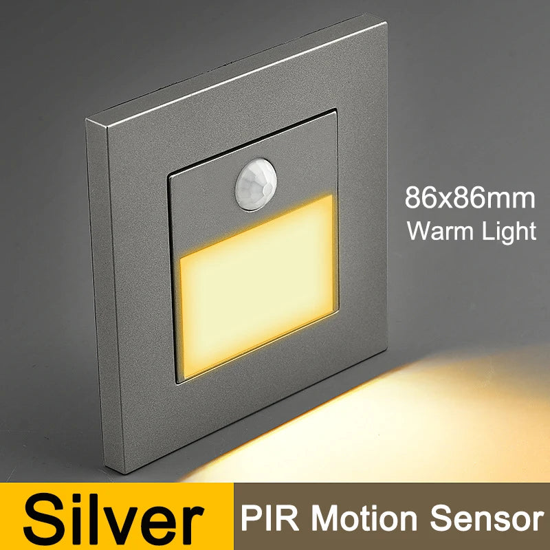 180-240V Night Light Smart Light PIR Motion Detector Sensor LED Stair Light Recessed Step Light Ladder Wall Light Kitchen Foyer