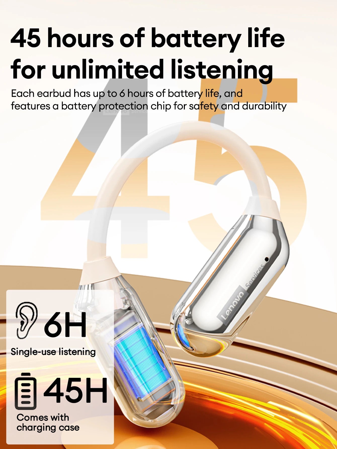 Lenovo LE503 OWS Bone Conduction Wireless 6.0 Bluetooth Headphones HD Stereo Music Game Earphones Noise Cancelling Sport Earbuds