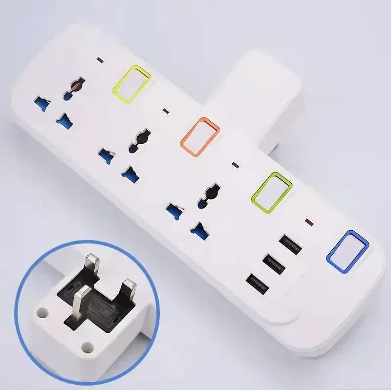 1-UK EU US Plug Multicontact Electrical Socket with 3 USB Ports Wireless Wall Power Strip Universal Outlets Converter Adapter