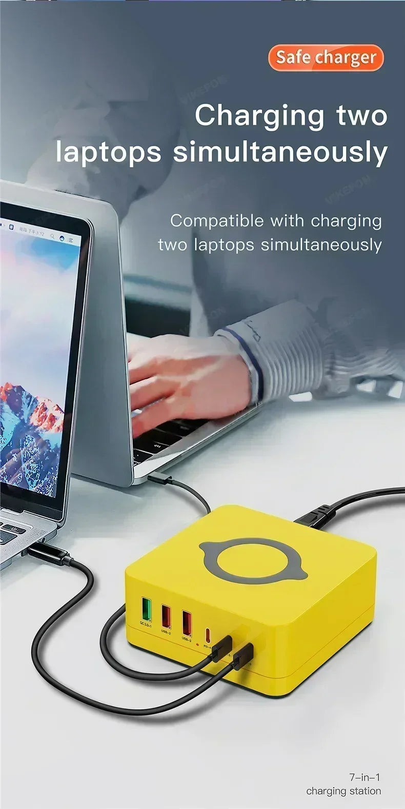 1-160W USB C GaN Charger Wireless Charger PPS PD 65W 100W Desktop Fast Charging Station Power for MacBook Tablet iPhone 16 Samsung