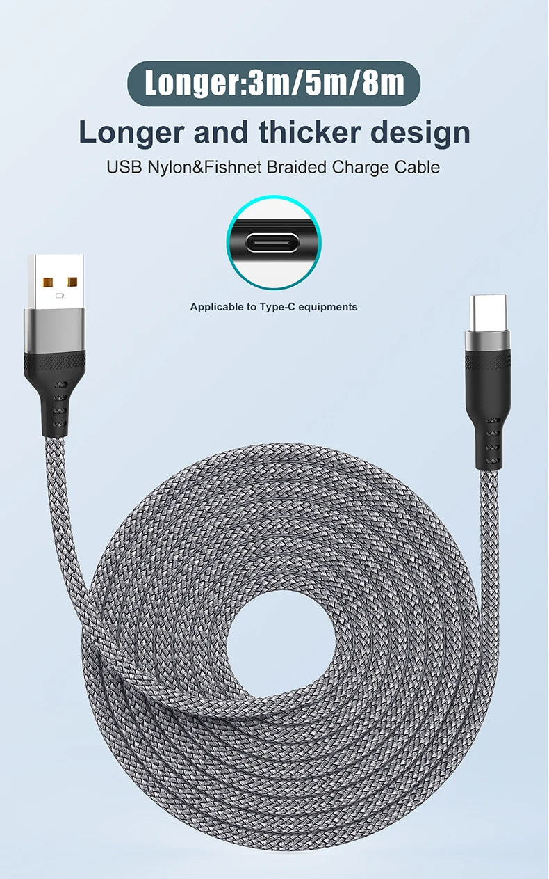 4-YUAIJA 3-in-1 Braided Fast Charging & Data Sync Cable – Lightning / Type-C / Micro USB (6A Max)