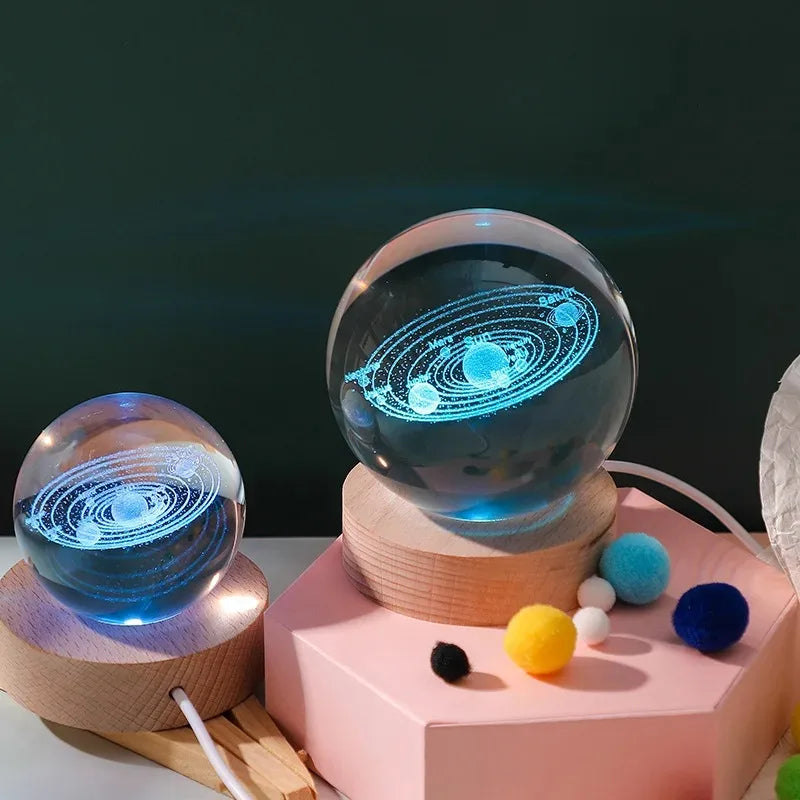 6CM Milky Way Galaxy Crystal Ball RGB Night Light Children Solar System Night Lamp Bedroom Ambient LED Light Creative Gift Decor