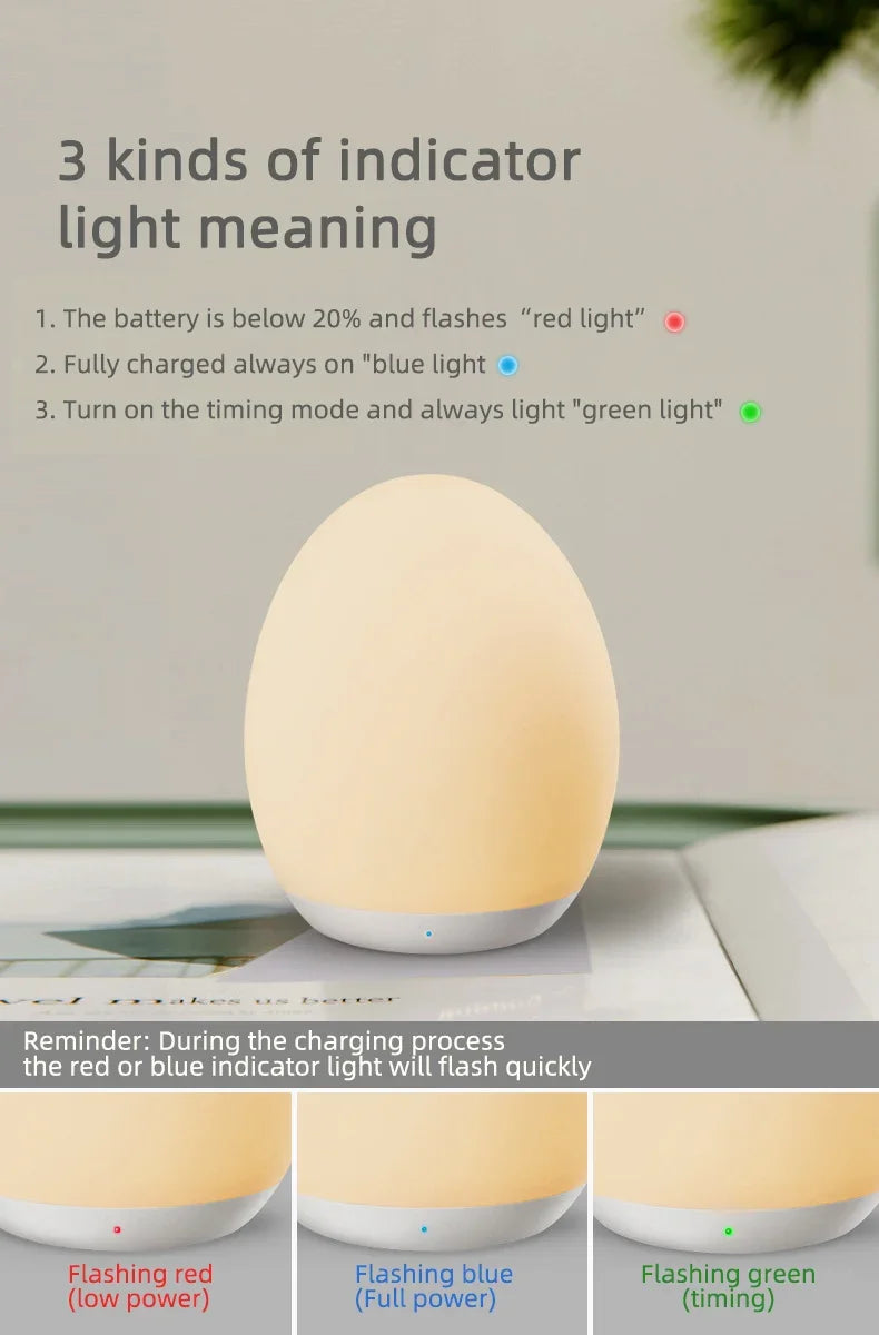 7 Color Changing Night Light RGB Remote Control Touch Dimmable Lamp Portable Table Bedside Lamps USB Rechargeable Night Lamp