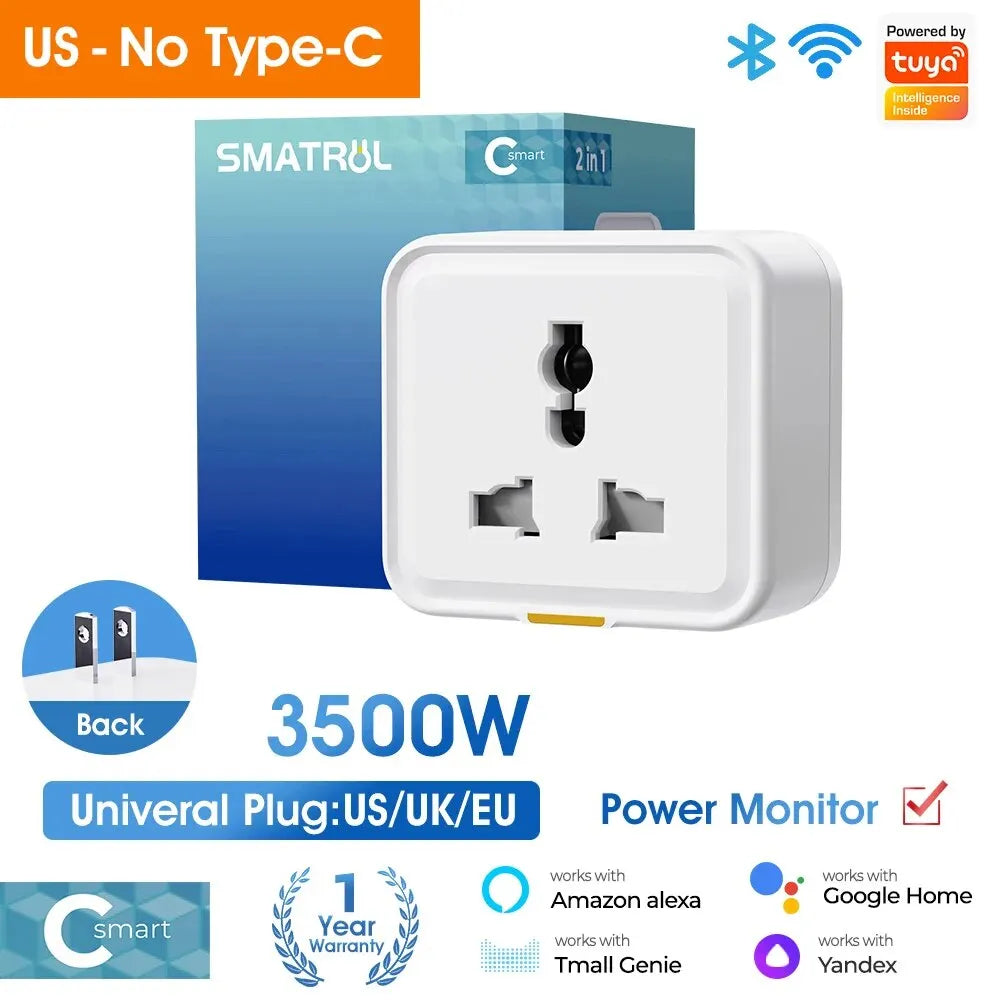 2-Tuya Smart Home Wireless WIFI Plug Socket UK EU US Universal 16A Travel Universal Conversion Socket Outlet Power Monitor Timer