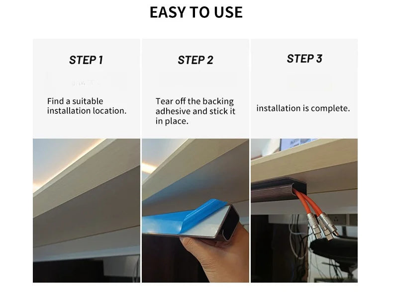 PVC Waterproof Cable Management Accessories J Channel Desk Cable Organizer Wiring Ducts Cable Protecter Under Desk Tv Background