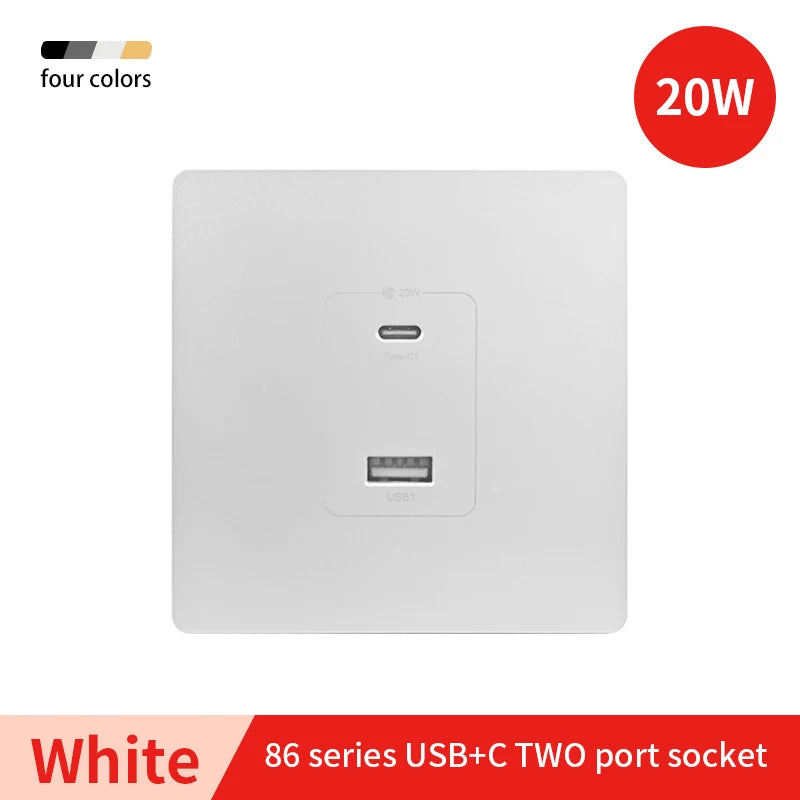 Herepow Wall Power Socket With Dual USB Typec Four Port Fast Charging Interface 20W 3A 220V Smart Home Appliance Plug Adapter