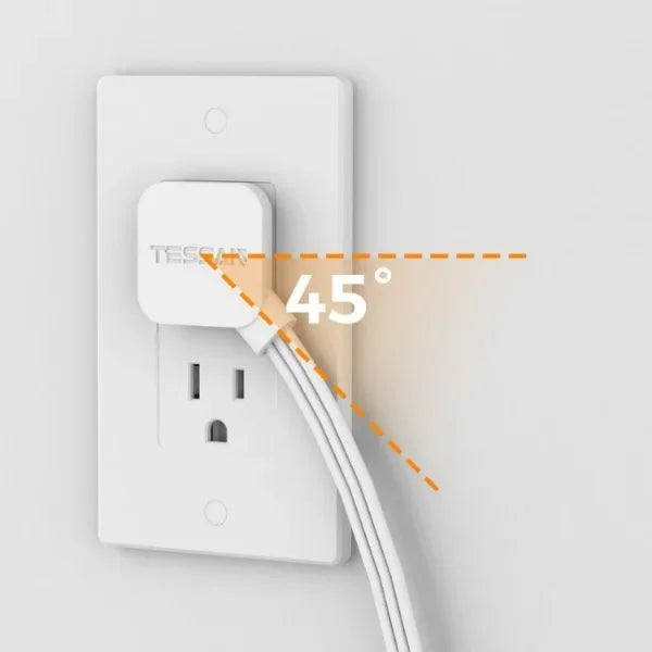 1-TESSAN Electrical Extension Flat Plug Type C Multi-Plug Strap Multi-Plug Connector with 8 AC Outlets and 3 USB Ports (1 Type C)
