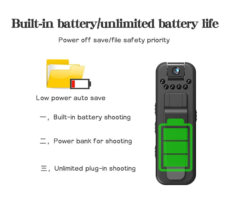 JOZUZE HD 1080P Body Mini Camera Portable Small Digital Video Recorder Police BodyCam Infrared Night Vision Miniature Camcorder