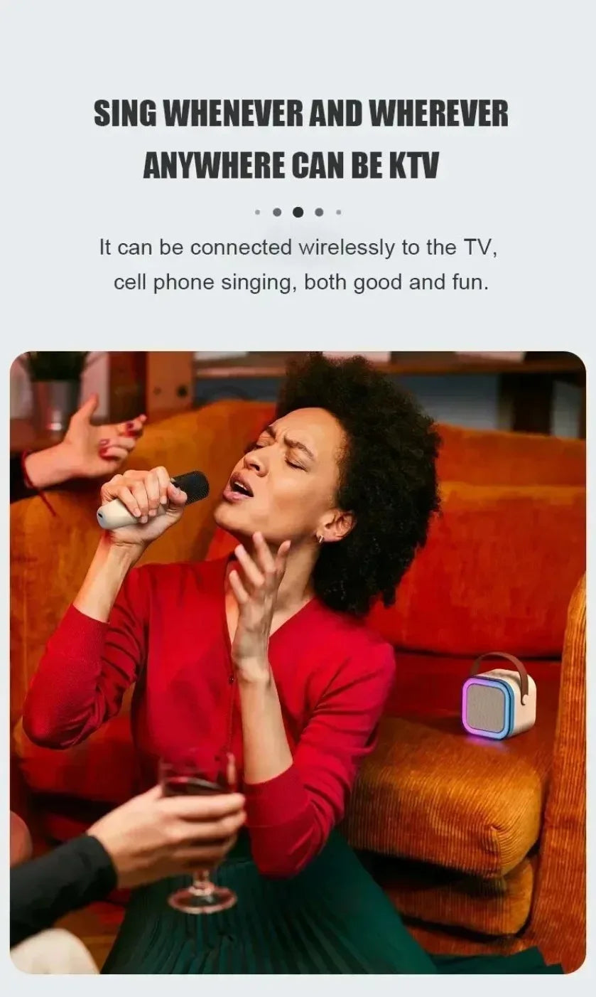 XIKCU K12 Bluetooth Karaoke Machine Portable 5.3 PA Speaker System with 1-2 Wireless Microphones Home Family Singing Children's